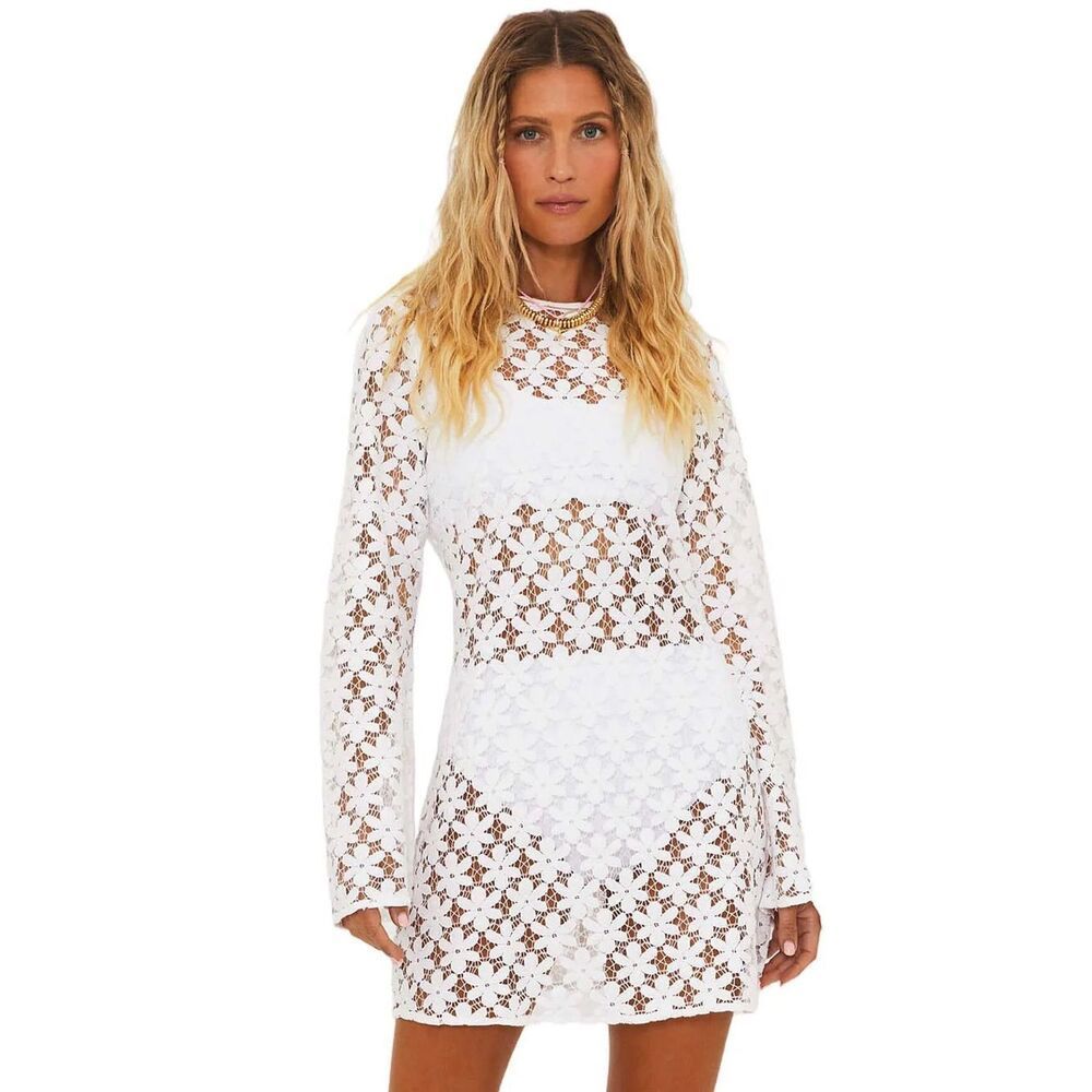 Beach Riot Women's Goldie Floral Mesh Dress In White Size Xs